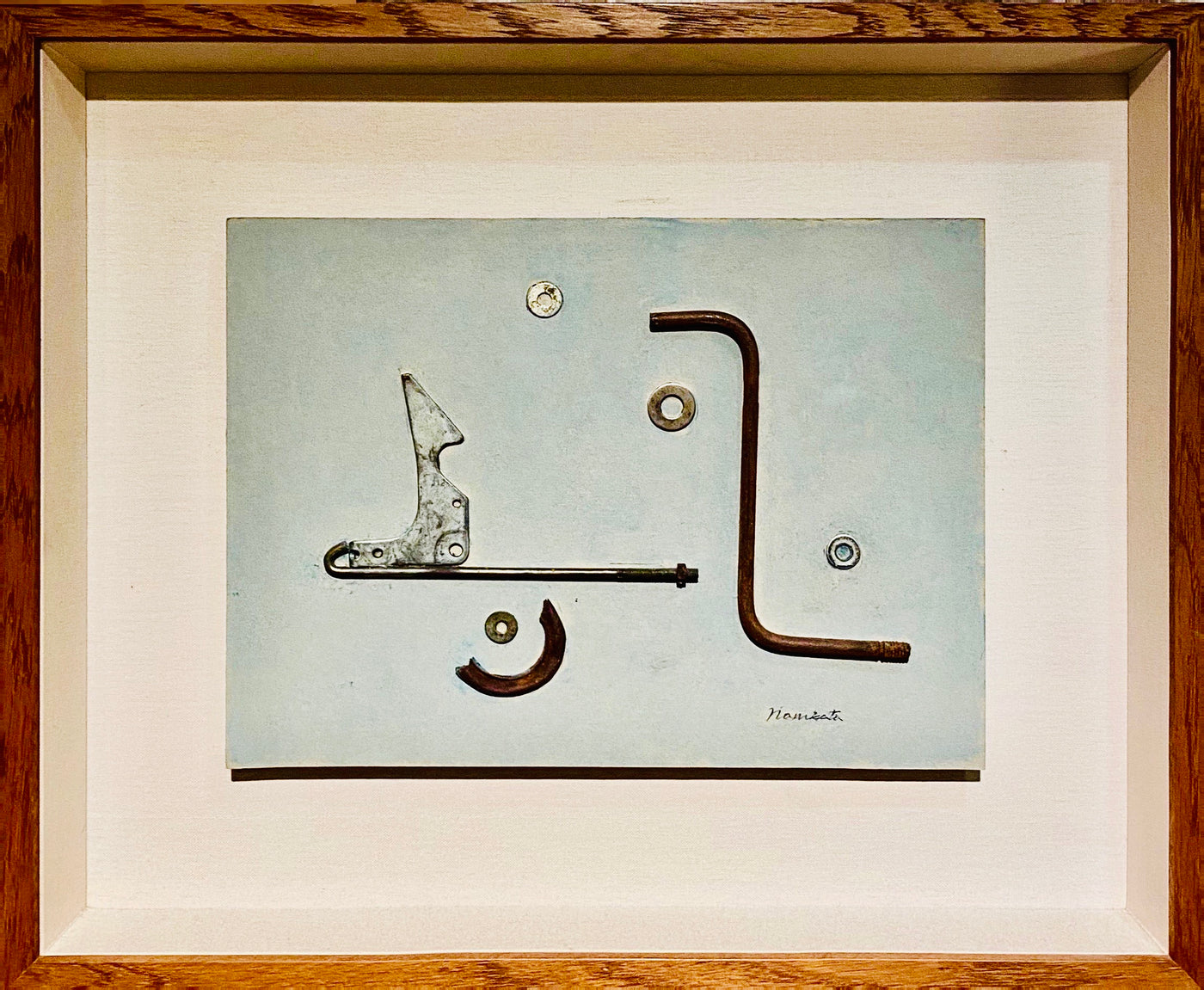 難波田龍起 「鉄片のコラージュ 1992」1994年世田谷美術館展示 | 難波田龍起《鐵片拼貼 1992》1994年於世田谷美術館展出 |  Tatsuoki Nambata “Collage of Iron Pieces” 1992
