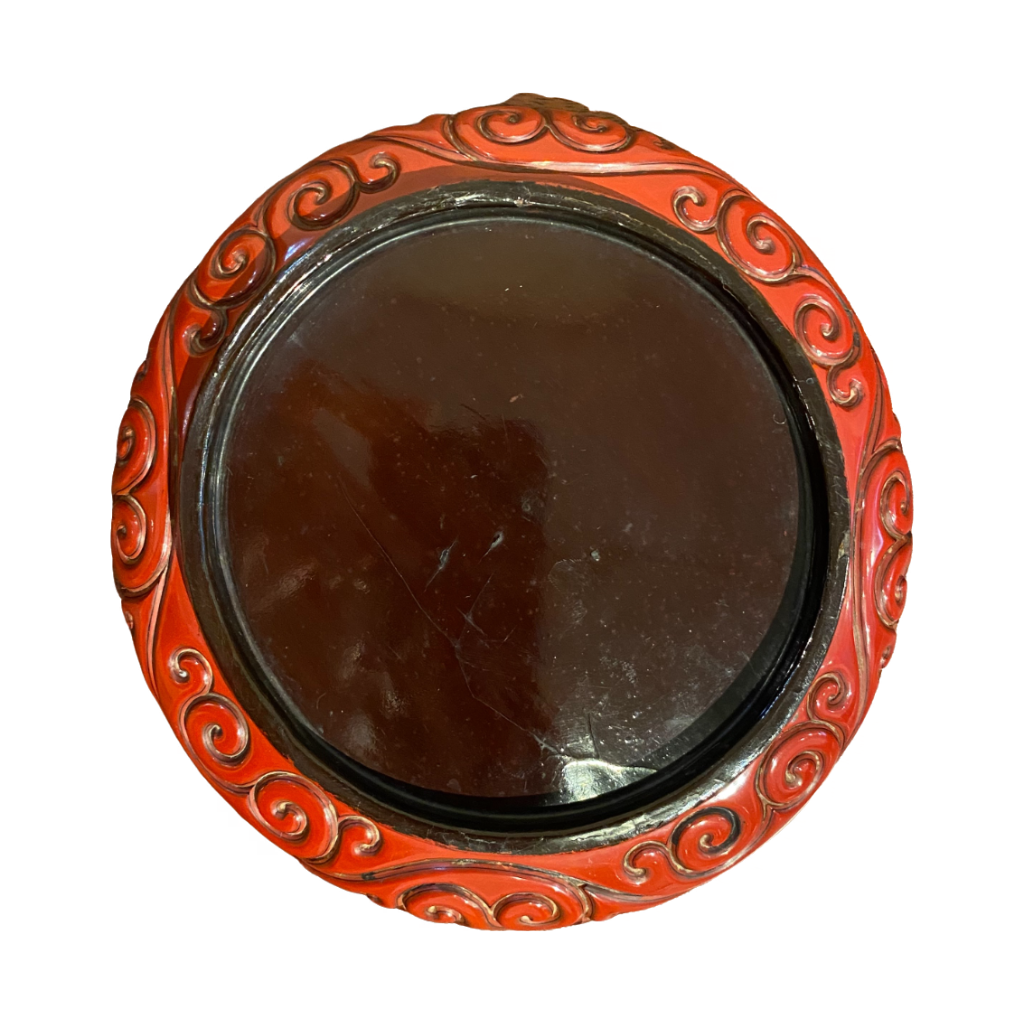 堆朱花鳥丸中盆 | 剔紅花鳥紋圓盆 | A Carved Red Lacquer Circular Tray with Flower-and-Bird Motif