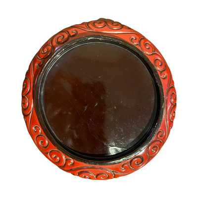 堆朱花鳥丸中盆 | 剔紅花鳥紋圓盆 | A Carved Red Lacquer Circular Tray with Flower-and-Bird Motif