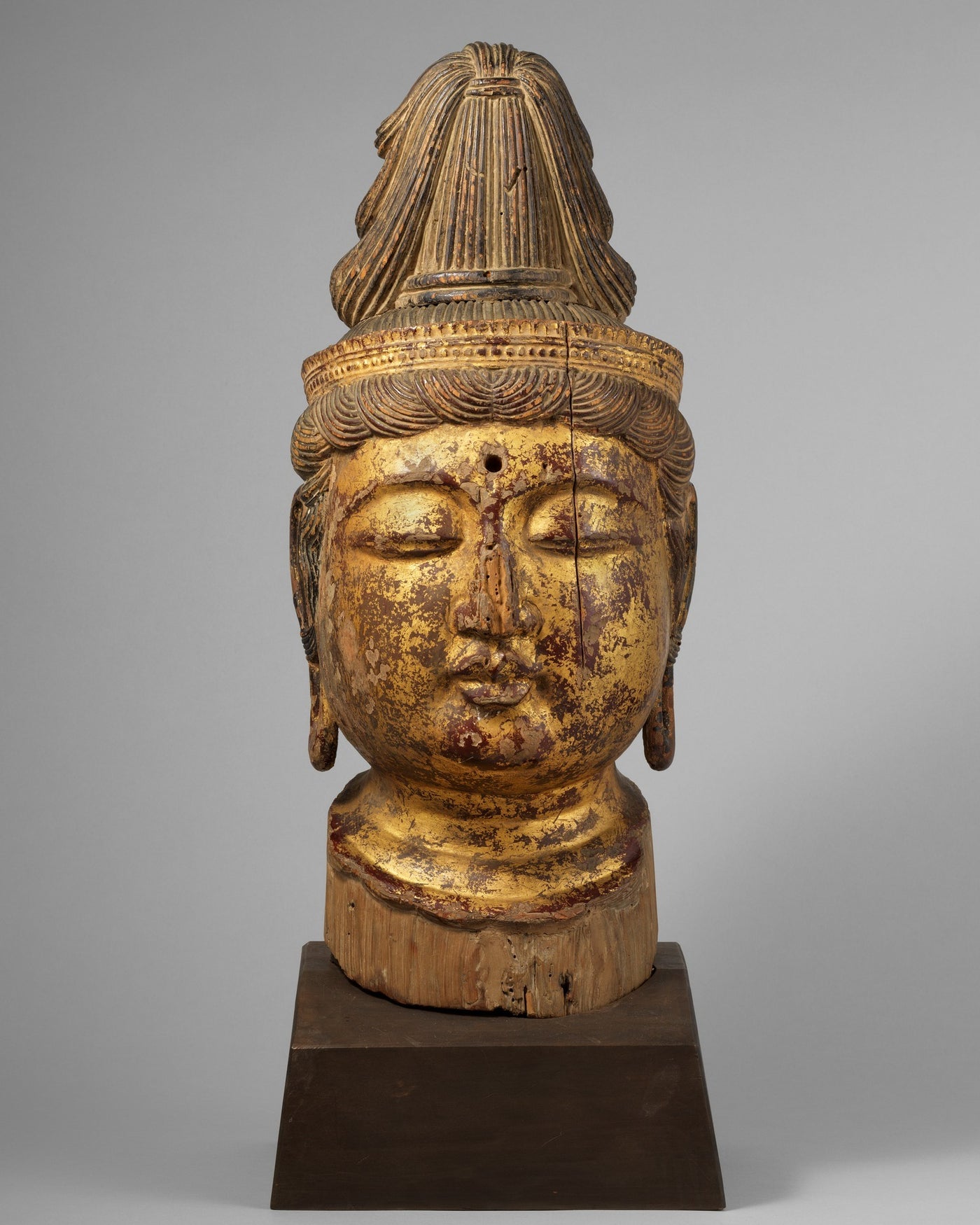 平安木仏頭 A Wood Buddha Head from 8 to 12 centuries in Japan